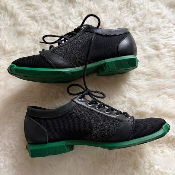 John Fluevog Asteroid Derby Black & Green Shoes - Picture 8 of 11